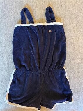 GAP Navy Romper with Rainbow Patch and White Trim
